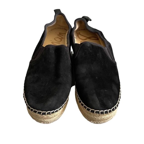 SAM EDELMAN Carrin Black Suede Platform Espadrilles Slip On Sandals 8 - Picture 3 of 11